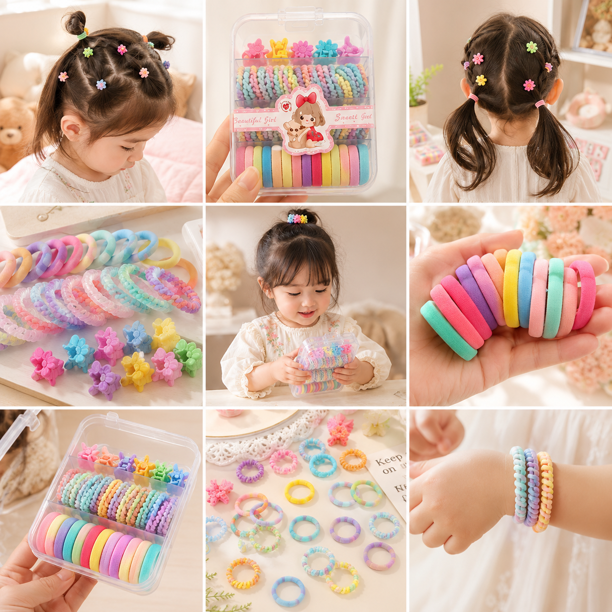 500+ Hair Ties Rubber Band For Kids | Soft, No Damage Elastic Bands | Multi-Color Cute Hair Accessories for Girls | Ideal for Ponytails & Braids | Comfortable & Durable | Perfect for School, Daily Wear & Gifting | Hair Bands for Toddlers & Kids