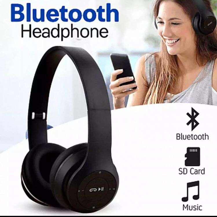 P47 Wireless Bluetooth Headphones Over-Ear with Mic | Foldable Stereo Headset with Bass for Music, Gaming & Calling | Compatible with Android, iPhone, Laptop & All Devices