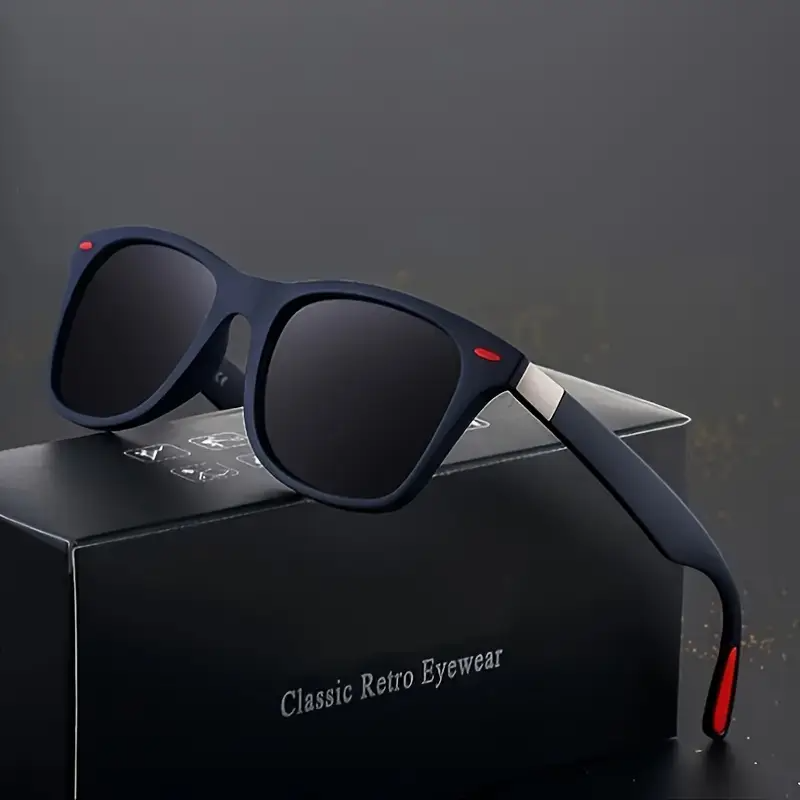 1pc Retro Square Polarized Glasses for Men and Women - Durable Plastic Frame, Anti-Reflective Gradient Lens, Adjustable Hinges, Ideal for Running and Outdoor Activities, Climbing Sports Eyewear