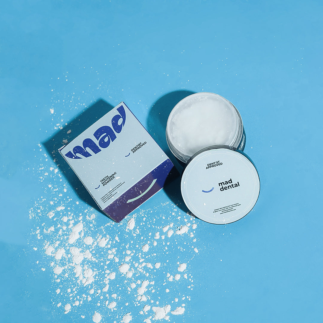 Original Mad Dental Care Teeth Whitening Powder | Dentist-Approved Natural Tooth Powder | Strong White Healthy Teeth | Herbal Oral Care Solution | Fresh Breath Cavity Gum Protection | Safe Daily Use