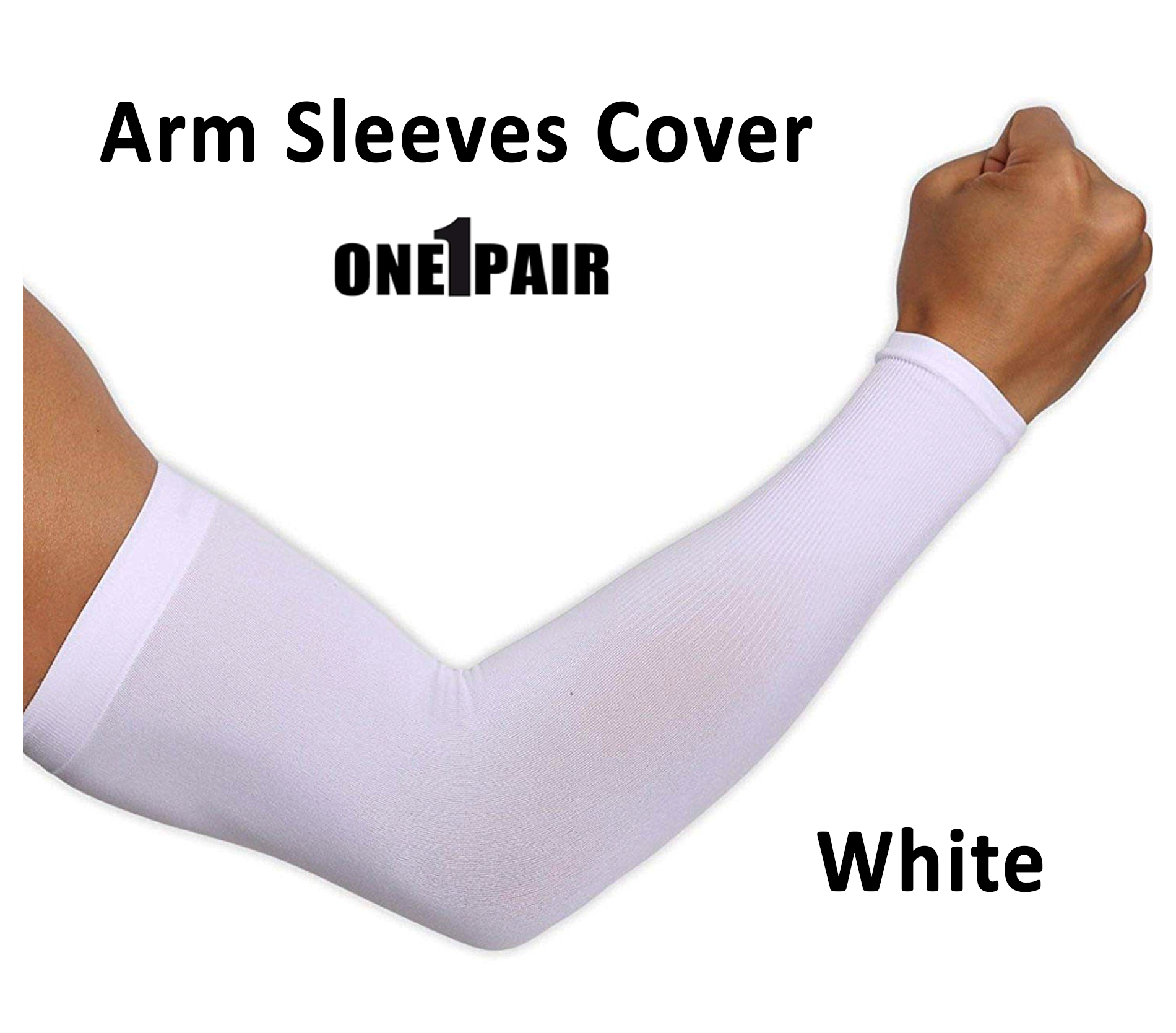 Best Quality Arms Sleeves for Sports Stretchable Fabric Breathable Arms  Cover for Outdoor and Indoor Use in Black and White (Pack of 1 Pair, 2 Pcs,  Free Size)