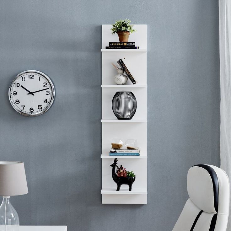 Home Office and Living Room Decor Modern Floating Wall Shelf Unit White Wooden Mounted Shelves for