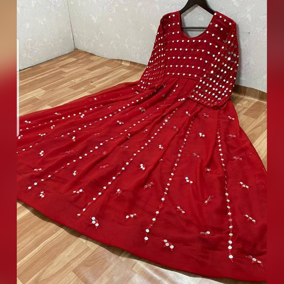 mirror work frock design