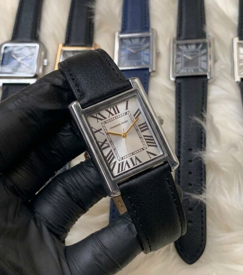 Leather Strap Watch For Men's – Stylish Fashion Quartz Silicone Soft Rubber PU Strap Waterproof Belt - Elegant Business Watches for Boy's in Rectangular Shape Dial Analog Old Money Time Classic Vintage Look For Men With Golden & Silver Case