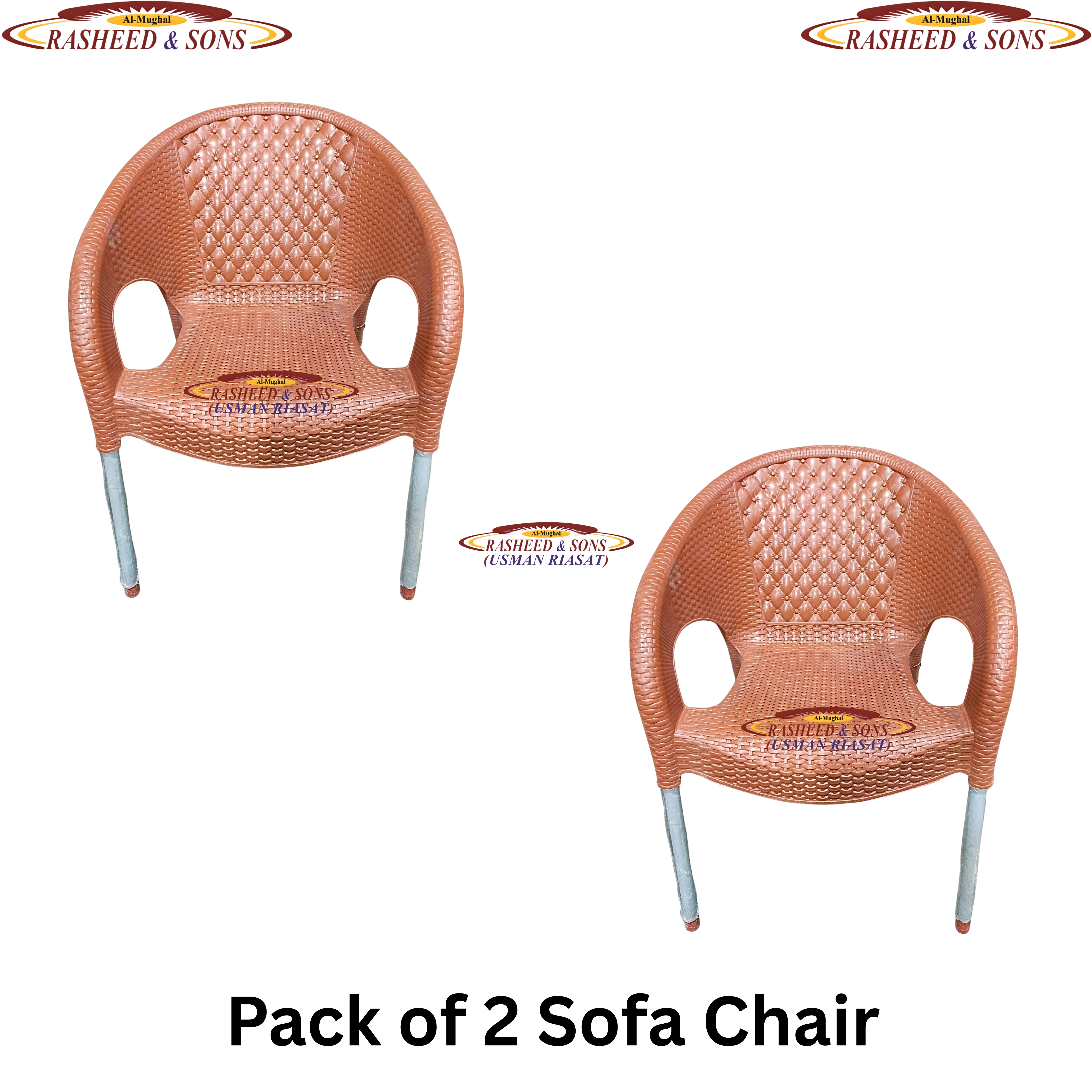 Luxury Rattan Style Plastic Chair with iron Legs – Heavy Duty Outdoor & Indoor Arm Chair for Garden, Patio, Lawn, Balcony & Living Room pack of 1,2,4,6 chairs set table fix or folding