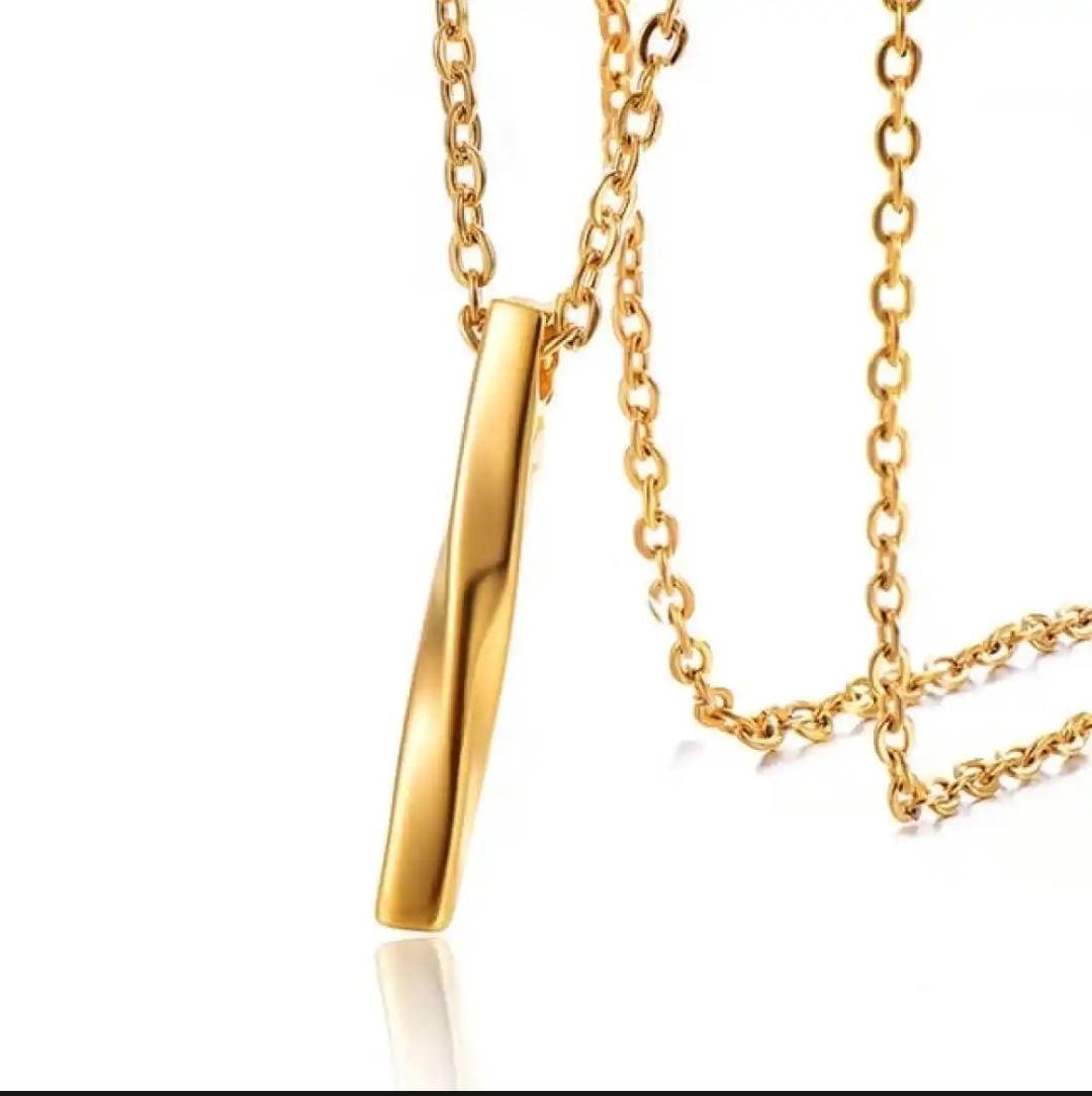 Simple Fashion Rectangle Pendant Necklace Geometric Jewelry Trendy Spiral Straight Titanium Steel Hip Hop Chain Jewelry