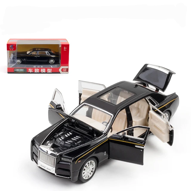Rolls Royce Phantom Diecast Model Car Pull Back Light Sound 1:32 Scale Size: 6.5 Inches Multicolor
