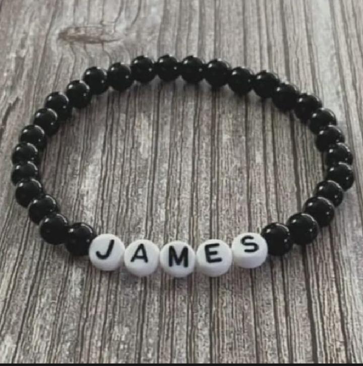 customise bracelet customised name in black bead baralte