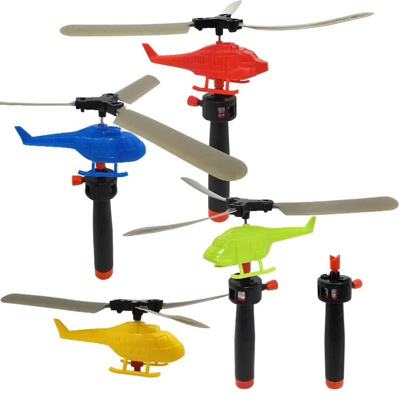 Kids Handle Cable Power Helicopter Cable Helicopter Toy Outdoor Bamboo Dragonfly Fun Flying Toys Small Airplane Toy Color Random Funny Toys for Kids