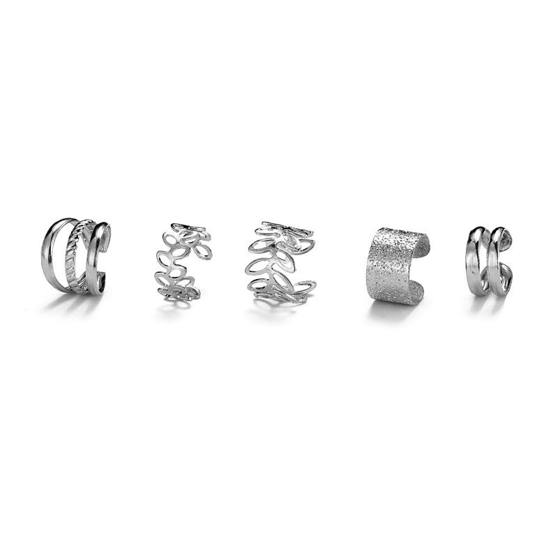 Ear cuff – Non piercing 5Pcs/Set Elegant Colors Leaves Ear Clips for girl & Women's Fashion jewelry