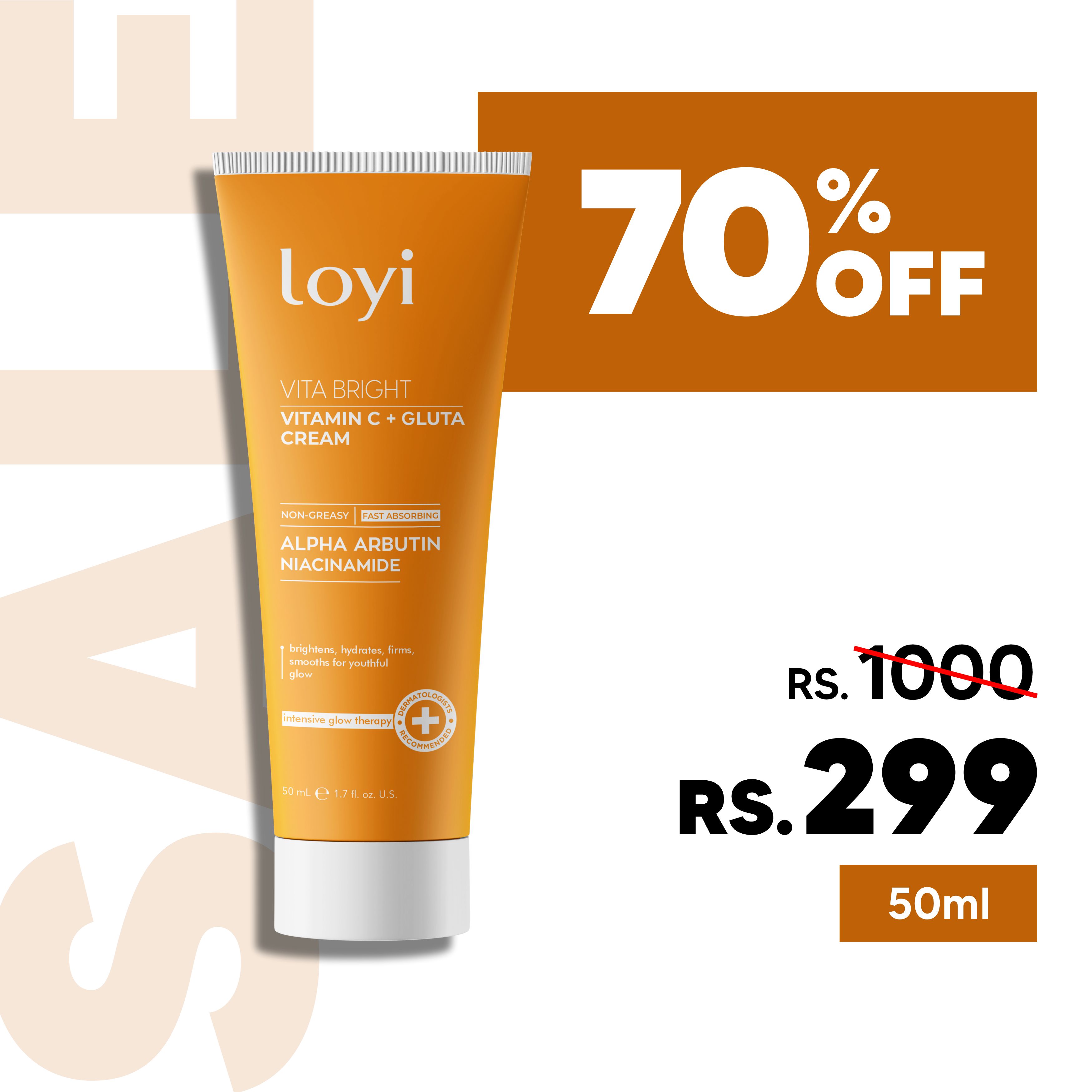 Loyi Vitamin C & Gluta Glow Cream 50ml | Skin Brightening, Dark Spot Removal, Even Tone | Daily Radiance Face Cream