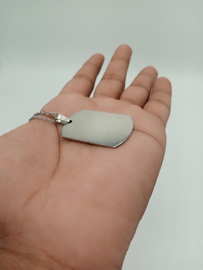 Plain Silver Stainless Steel Dog Tag Chain Pendant Necklace for Men
