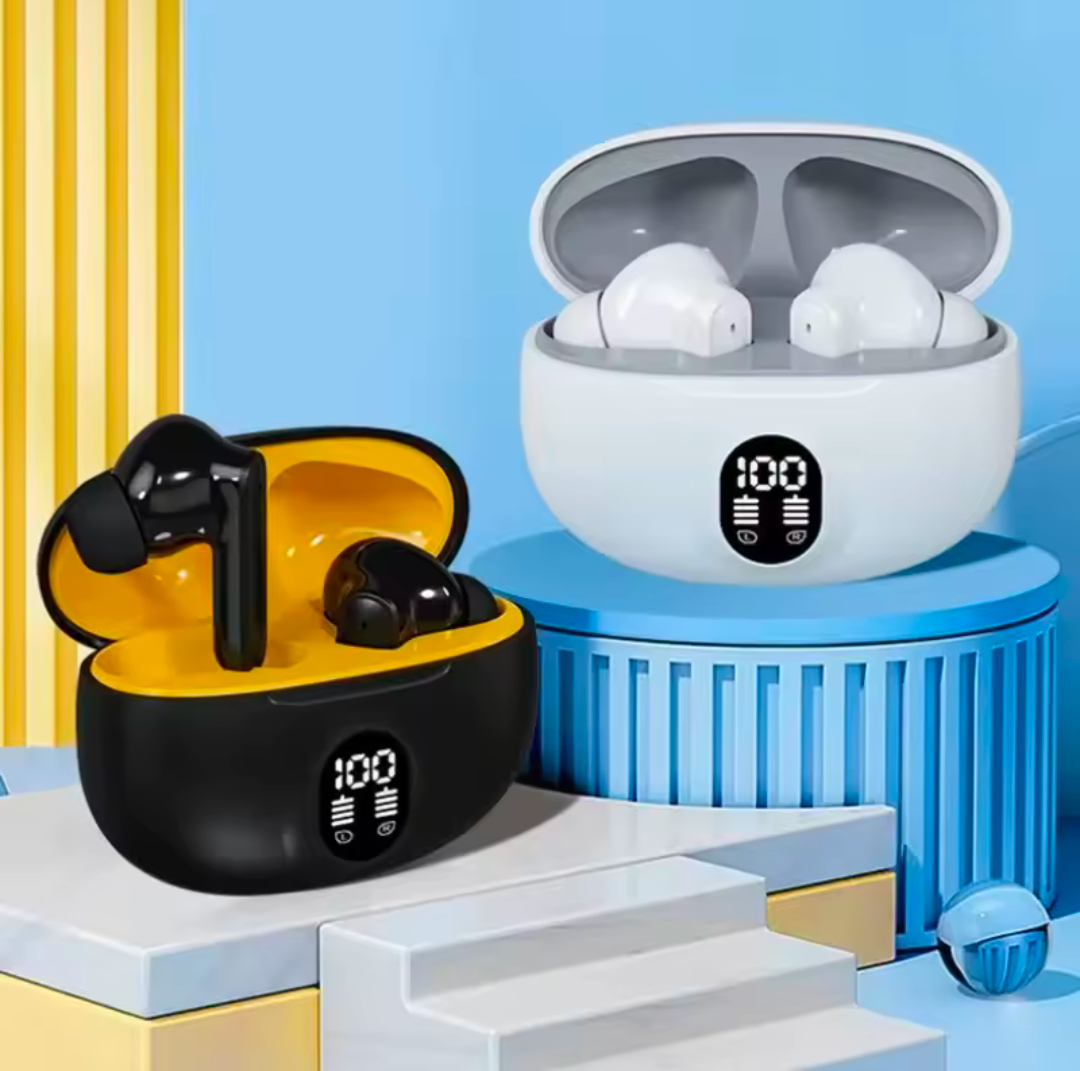 🔥 TWS Wireless Earbuds with LED Display – ENC Noise Cancellation, HiFi Stereo, Bluetooth 5.3 – Available in Black & White 🎧 price in Pakistan