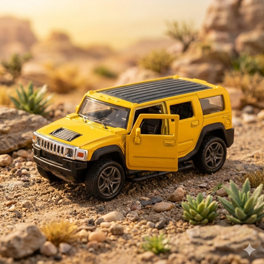 Hummer H2 Diecast Alloy Metal Toy Car – 1:32 Scale Model, Pull-Back Action, Flashing LED Headlights & Music, Premium Miniature SUV for Kids & Collectors, Best Gift for Boys, Durable Toy with Smooth Running Wheels