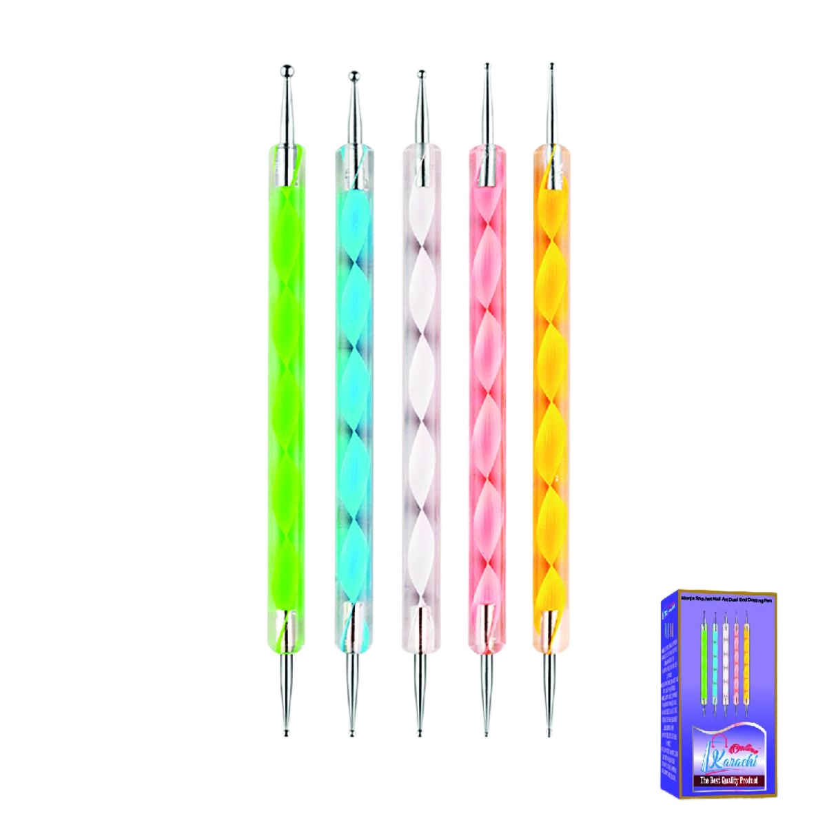 Online Karachi - 5Pcs/set Nail Art Dual End Dotting Pen Rhinestone Gem Jewelry Beads Sequins Pick Up Acrylic Gel Polish Polka Dot DIY Painting