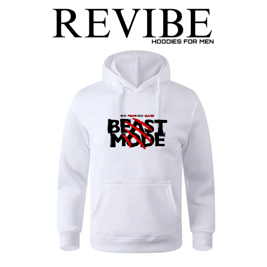REVIBE - Black Beast Mode Printed Hoodies For Men