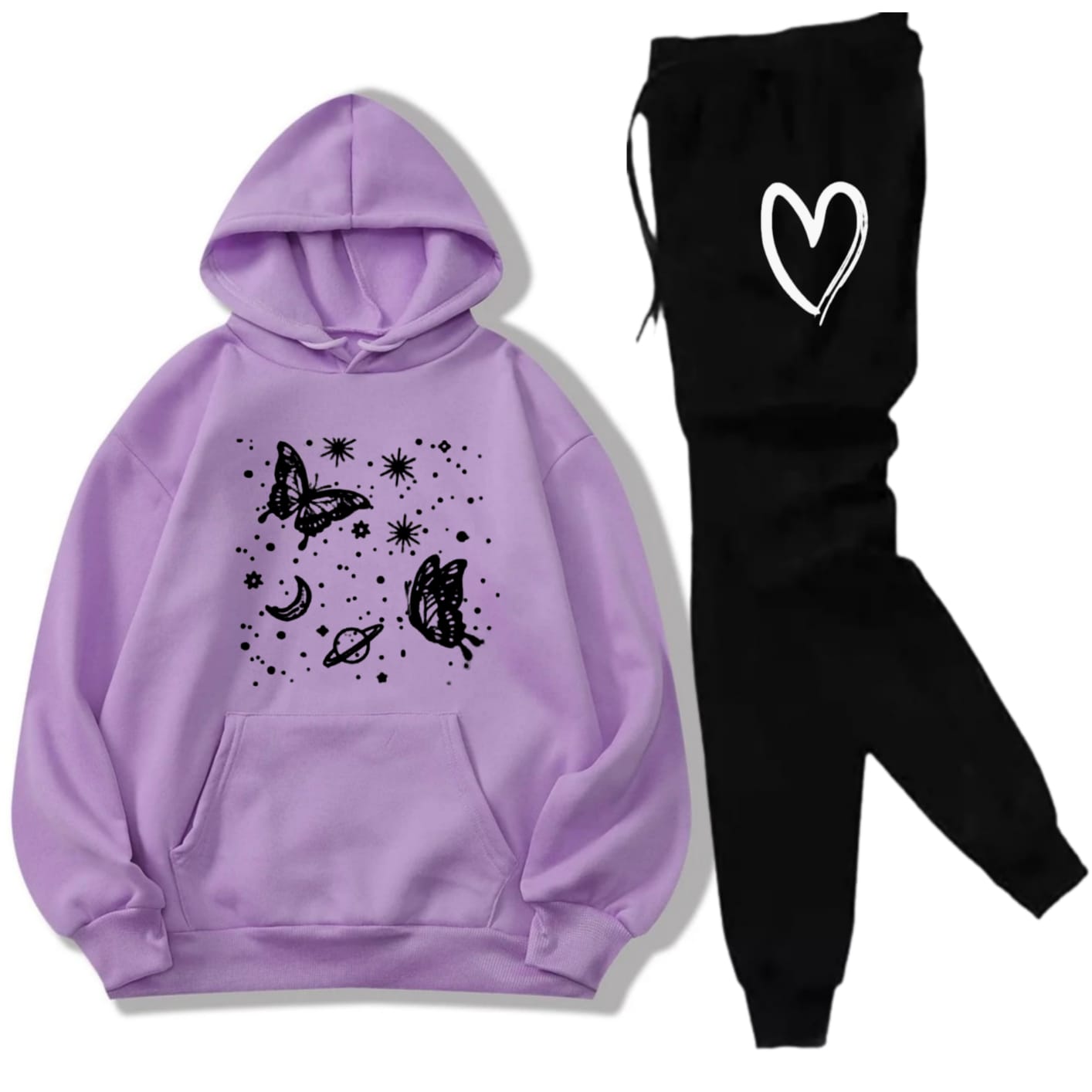 Pink Butterfly Printed Tracksuit For Girls & Women - Comfy & Cozy Hoodies For Girls