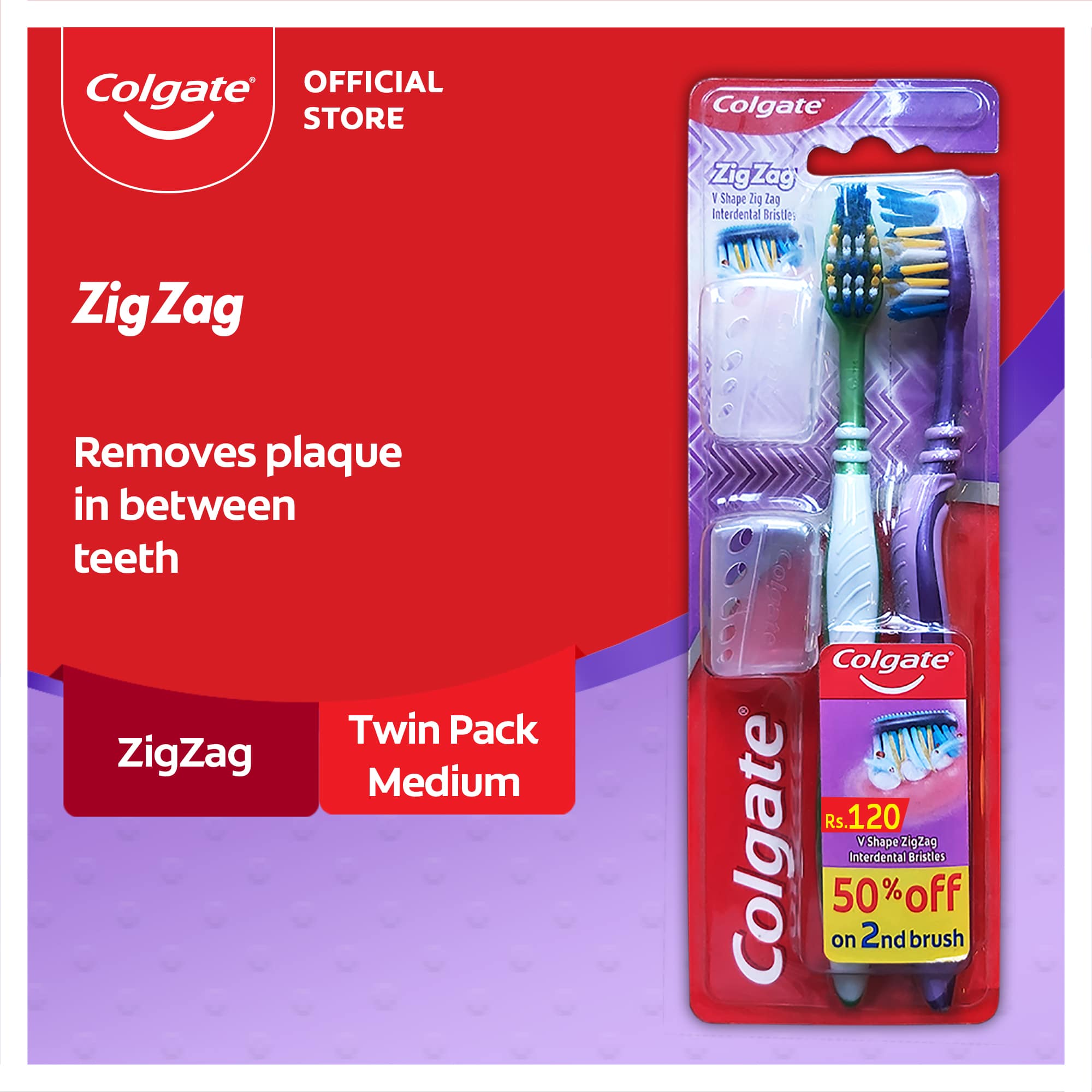 Colgate Zig Zag Toothbrush - Twin Pack (medium)