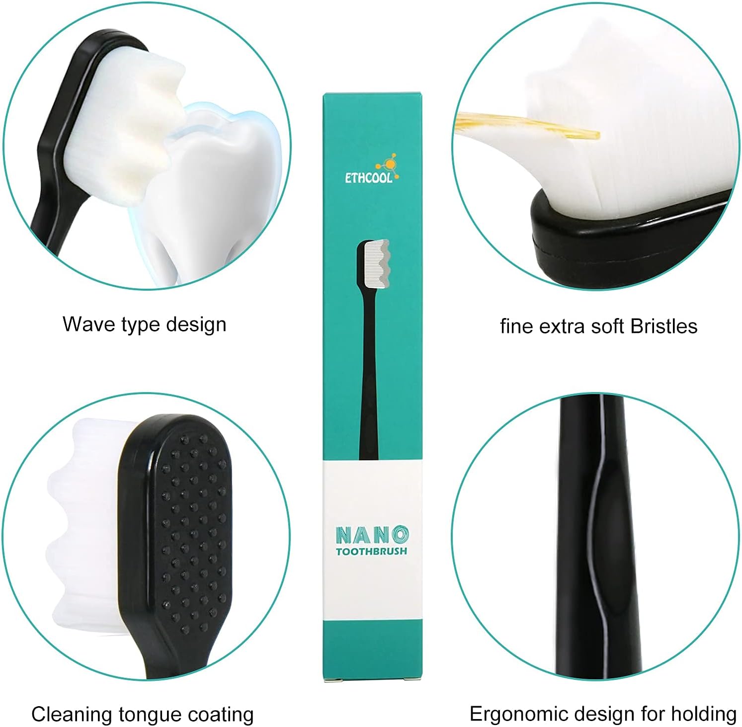 Ultra Fine Soft Toothbrush Nano Bristle Adult Tooth Brush Teeth Deep Cleaning Dental Oral Care Antibacterial Gum Health Hygiene Super Micro Toothbrushes For Sensitive Gums Fiber Thin Hair Whitening Superfine Thick Wave Bristled Cleansing Handle