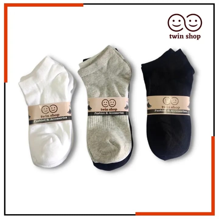 6 Pairs Cotton Ankle Socks For Men Women - 3 Random colors