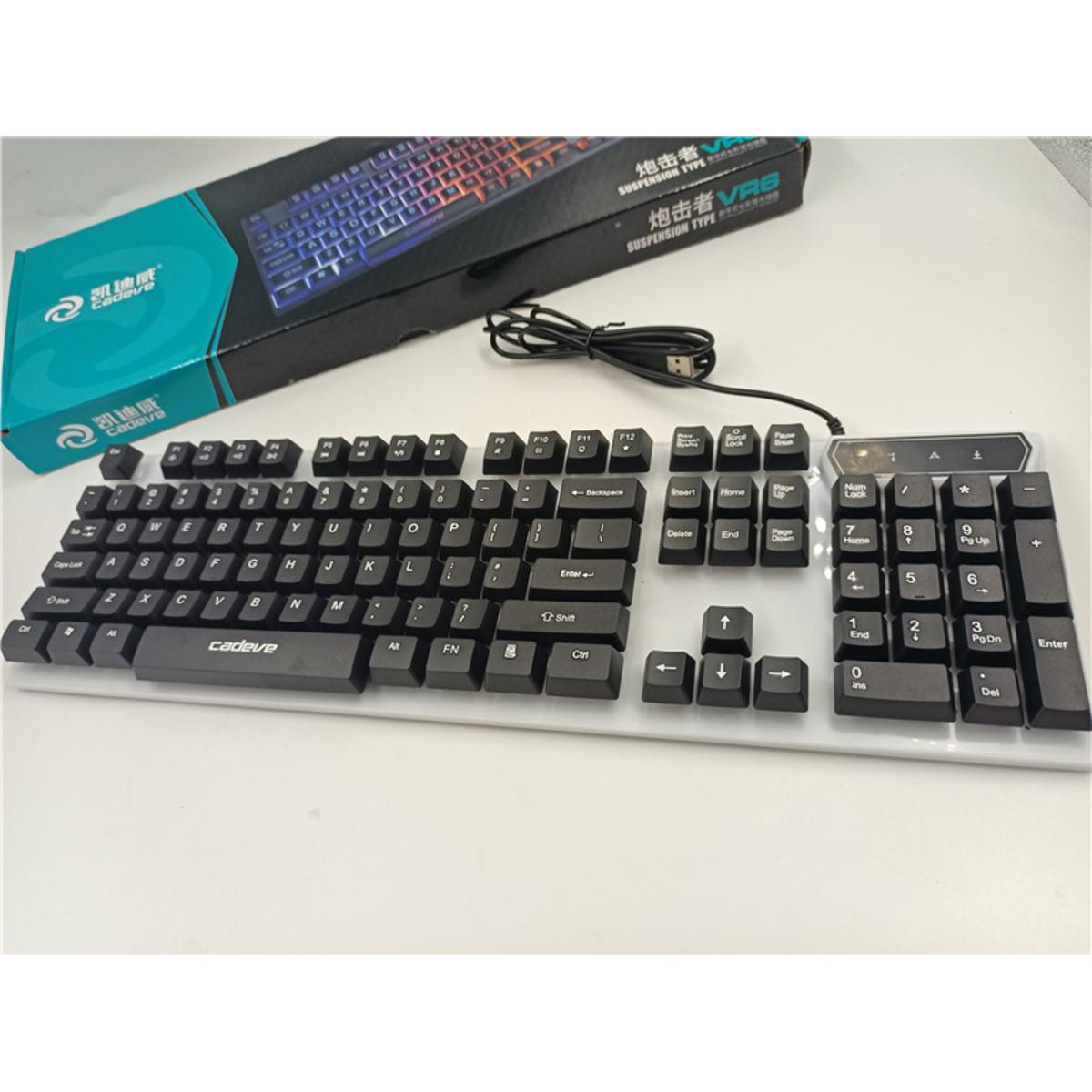 CADEVE VR6 Wired Keyboard Floating Keycap Manipulator Three-color Colorful Luminous Computer Usb Gaming Keyboard