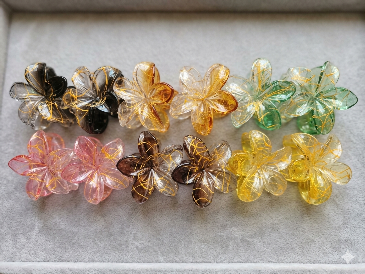 Pack of  2 / 3 / 6 / 12 Flower Hair Catcher Clips for Women – Medium & Large Strong Grip Hair Claws in Multi-Colors