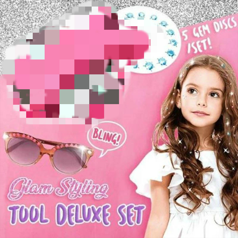 Kids Girls Blinger Rhinestone Diy Styler Set Sparkle Hair Accessories
