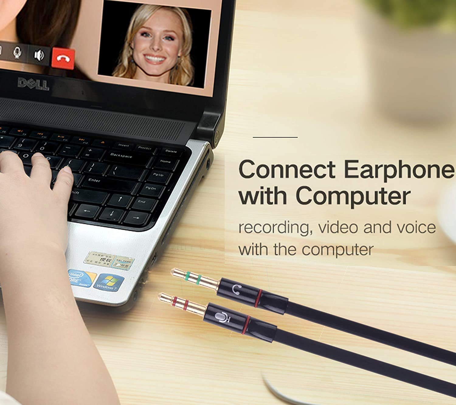 Headphone Splitter for Computer 3.5mm Female to 2 Dual 3.5mm Male Headphone Mic Audio Y Splitter Cable Smartphone Headset to PC Adapter Y Splitter for Headphone & handsfree