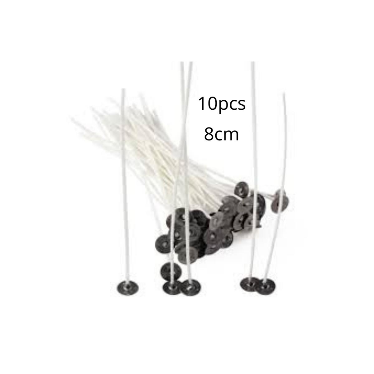 Candle Wick with holder (10pcs) flat-braided cotton wick 4,8,10,12,20cm