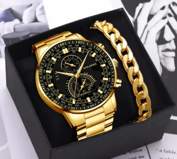 Fashion Mens Stainless Steel Watches Wristwatch Calendar Luminous Clock Men Business Casual Watch