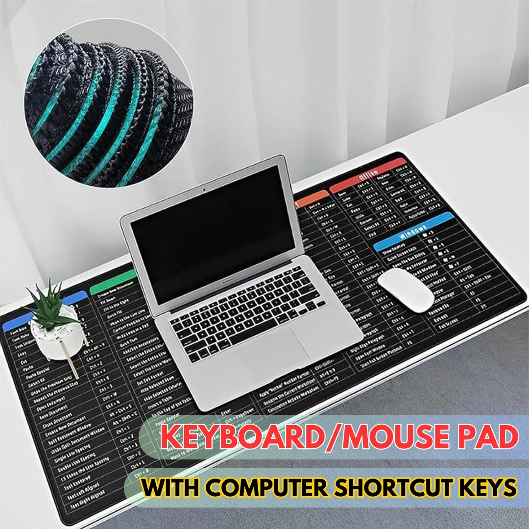 EclatChic Excel/Word/Power Point/Windows Cheat Sheet Desk Pad, Large Gaming Office Pc Mouse Pad,Keyboard Shortcuts Mouse Pad,Non-Slip Waterproof Desk Mat,Over 200 Shortcut Mousepad(XL 31.5 X 11.8 In - View #9