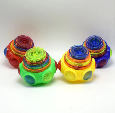 Flashing UFO Spinning Top Set with Light and Music For kids