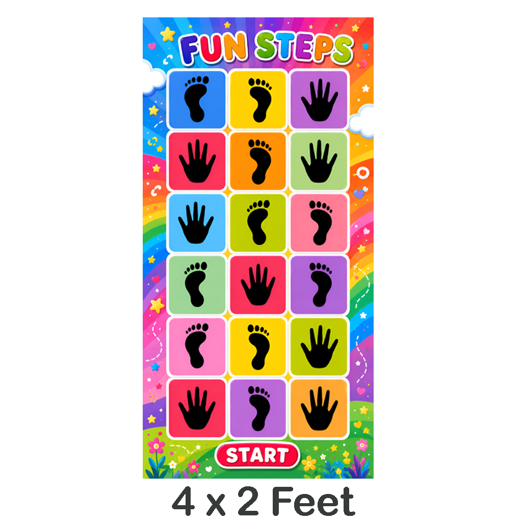 Hopscotch Hand and feet Jumping Jumbo Floor Play Mat Size 60 x 24 Inch Children Physical and Healthy Activity Playing Mat Toy - Educational Learning Waterproof Flex Sheet Playmat for Kids Boys and Girls Panaflex Toys  Perfect Game For Friends and Family