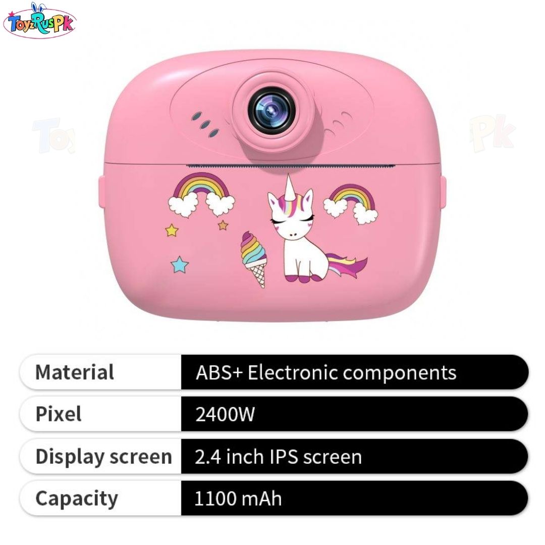 Smart Digital Dual Lens Instant Print Camera for Kids | 1080P Video Recorder & Selfie Camera with Thermal Printer | 2.4" IPS Screen | Mini Portable Camera with Games | Birthday Gift for Girls & Boys | Children’s Digital Camera Toy | ToyzRusPk