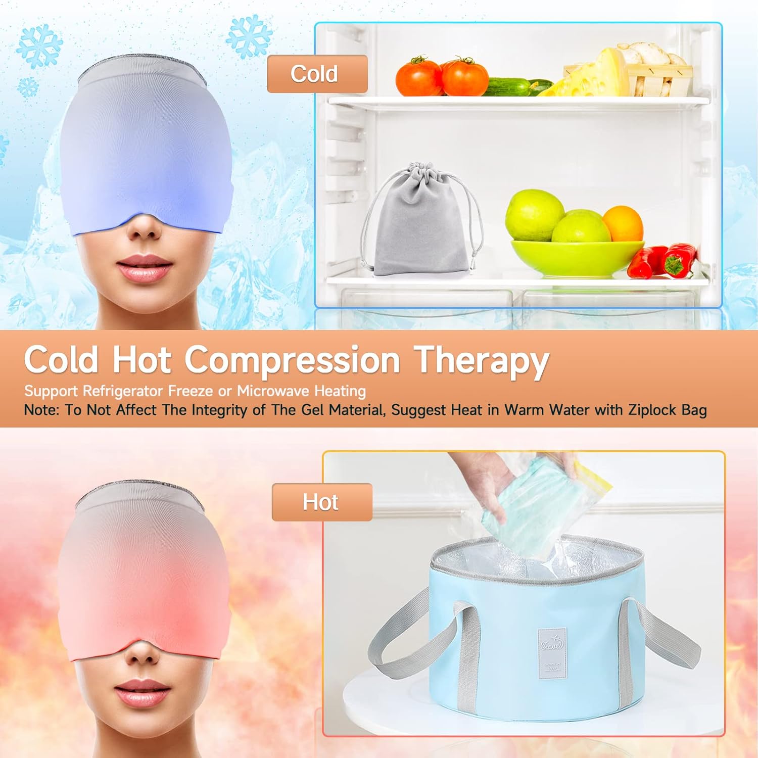 Cooling Gel Head Cap - Reusable Cooling Cap | Comfortable Head Cooling Wrap For Daily Use