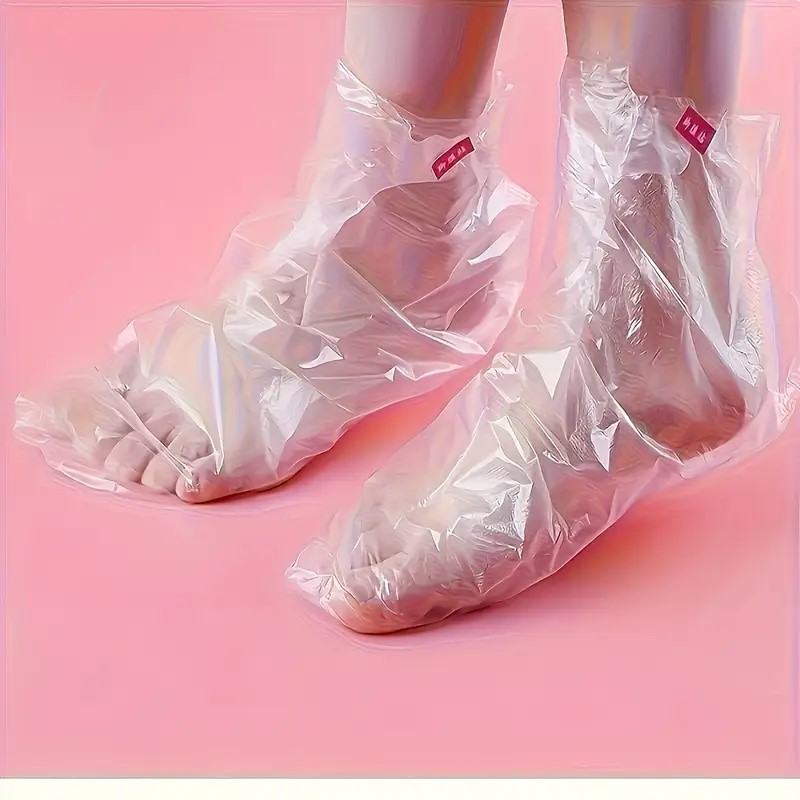 Disposable Foot Mask Covers with Closure Stickers for Men & Women – PE Material, Hygienic Foot Care Mask - Disposable Plastic Foot Socks