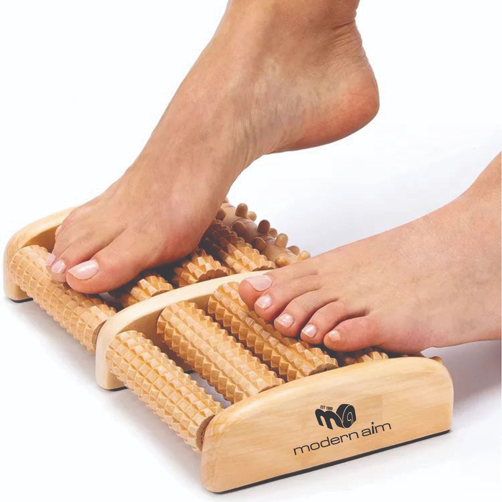 GST Massage Roller Stress Relief Wooden 5-6 Roller Foot Massage