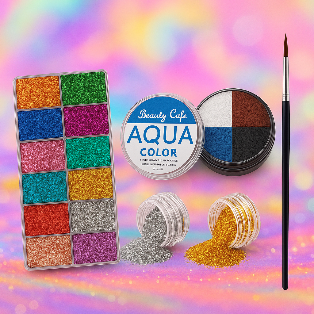 5 Pcs Set 12 Shade Pressed Shimmer Eyeshadow Palette Kit Large Pallete Aqua Cake Eyeliner Water Activated Matte 4 Color Black Blue White Brown 2 Dust Glitter Silver Golden Eyeshade Liner Brush Eyebrow Brushes Eye Shadow Wet Dry Cack Aquacolor Makeup Deal