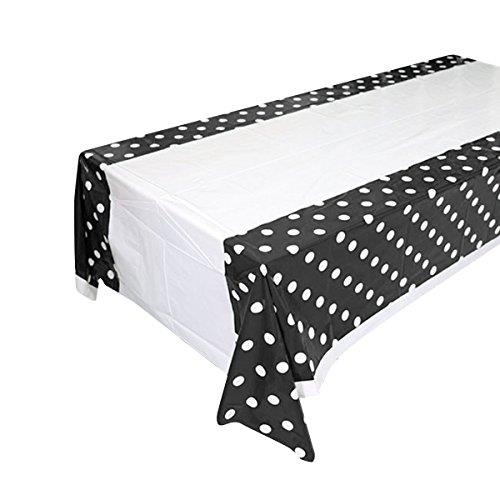 Black Polka Dot Table Cover - Black Polka Dot Theme Table Cover ( 108 Cm X 180 Cm ) | 1 pcs