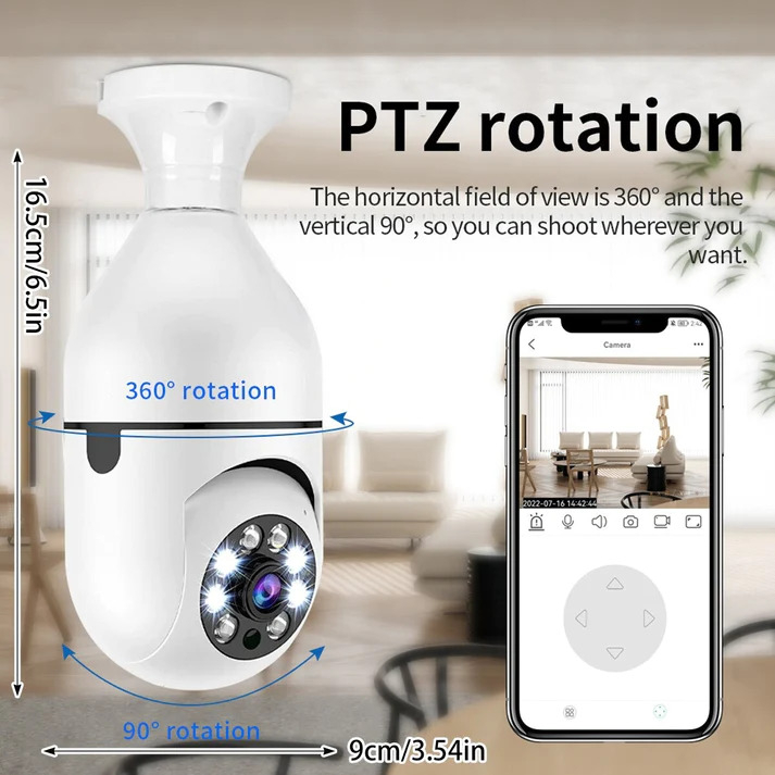360° Wireless WiFi HD Security Camera | Smart Bulb CCTV Camera with Night Vision & Motion Detection | Weatherproof for Home & Outdoor Use