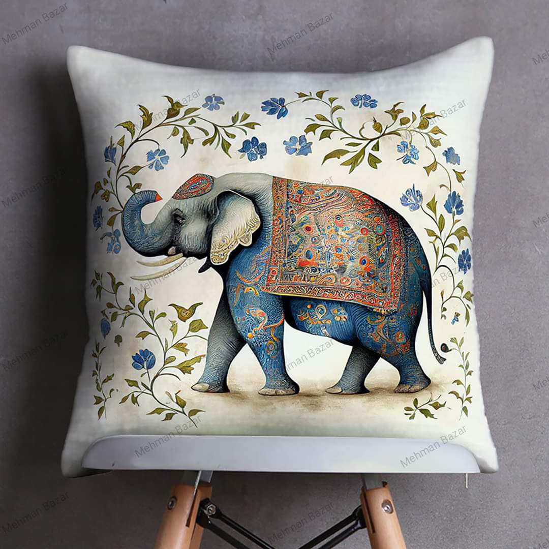 Luxury 16x16 Digital Printed Jute Cushion Cover with Silk Back and Zip Closure Home Decoration by Mehman Bazar