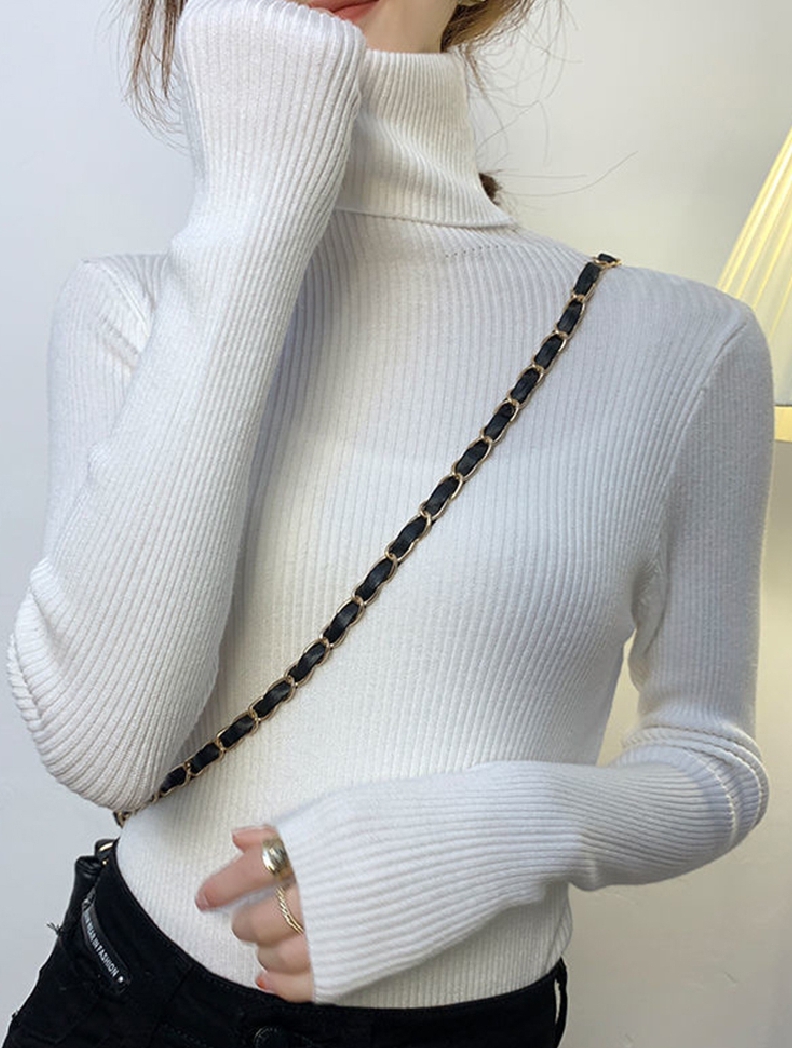 Women’s High Neck Knitted Sweater Pullover, Long Sleeve Autumn Winter Knitwear for Comfortable Fit