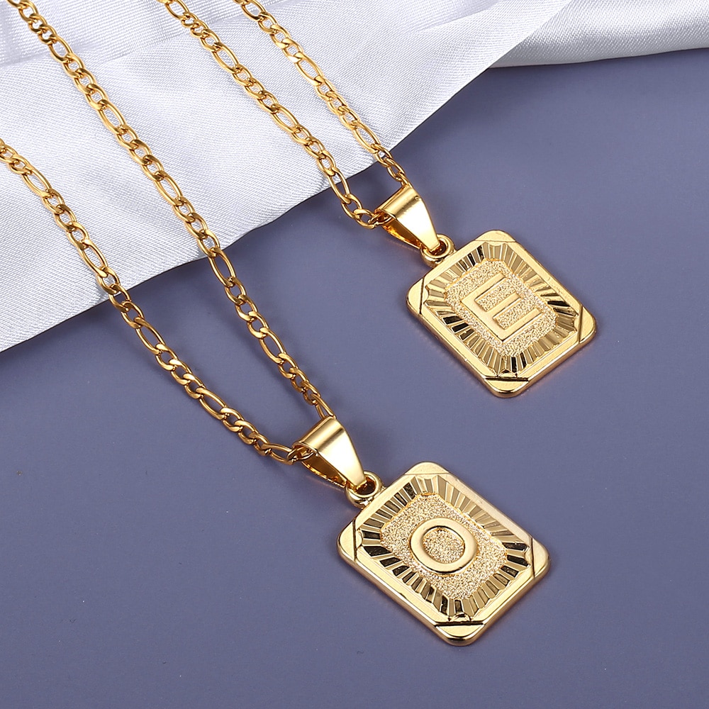26 Letters Square Charm Necklaces 