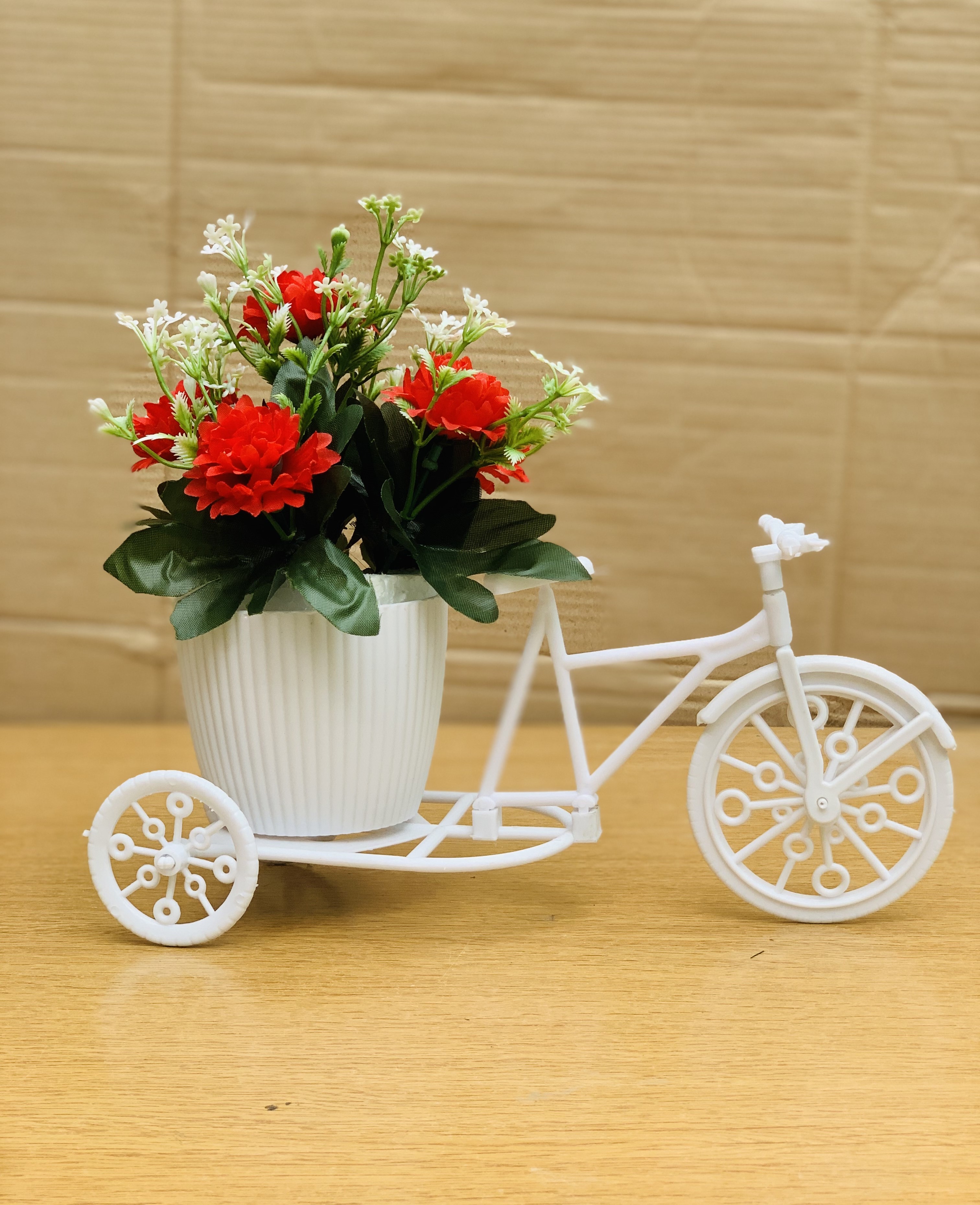 Unique Floral Cycle Decoration With Artificial Flowers Bicycle Woven