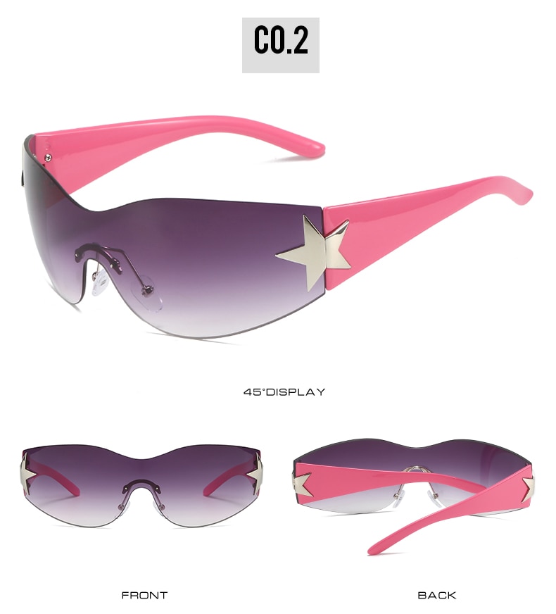 2023】 Luxury Punk Sports Sunglasses Women Brand Designer Y2K One Piece Sun  Glasses Men Goggle Shades UV400 Five Star Fashion Eyewear