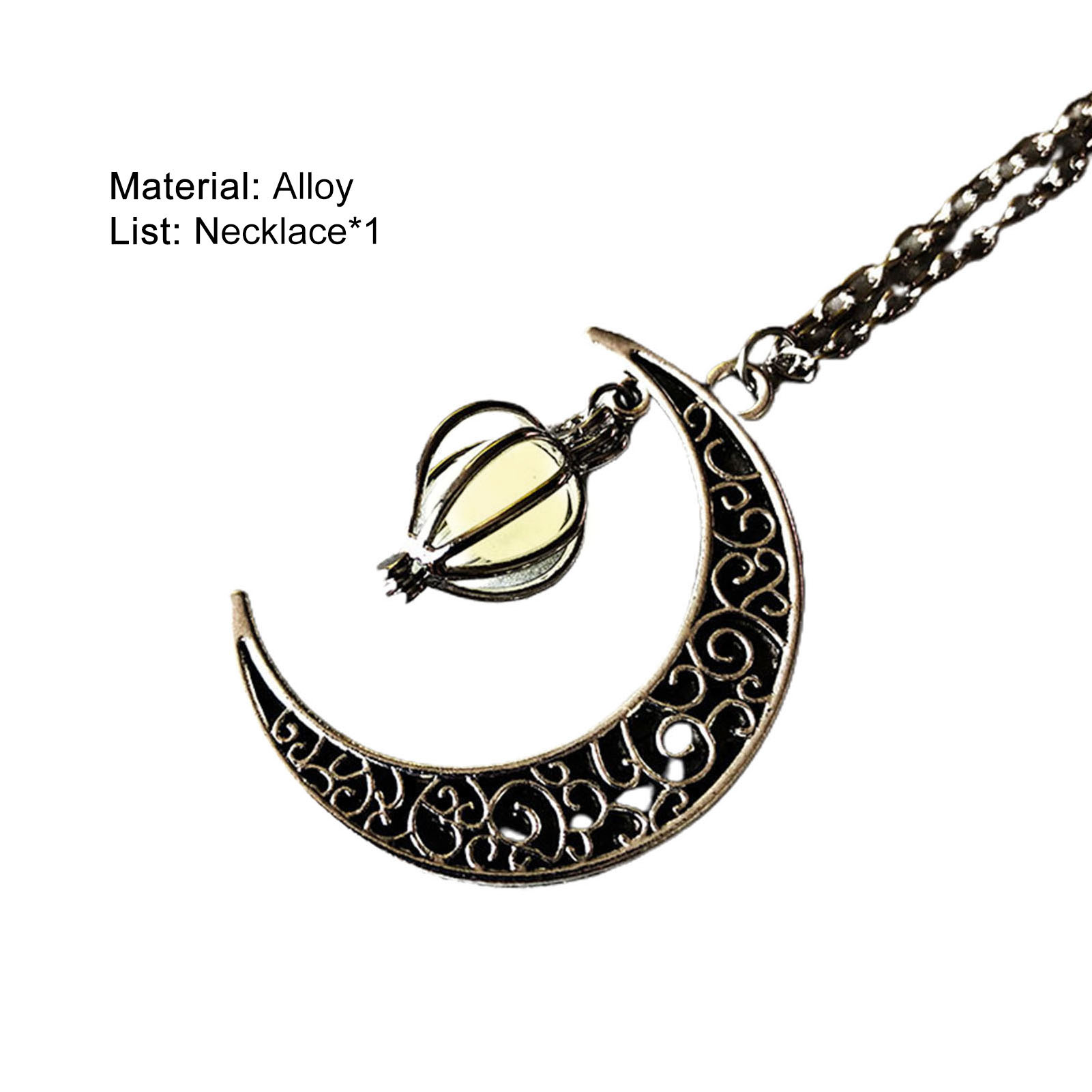 Carat Pendant Necklace Luminous Hollow Moon Pendant Choker Chain