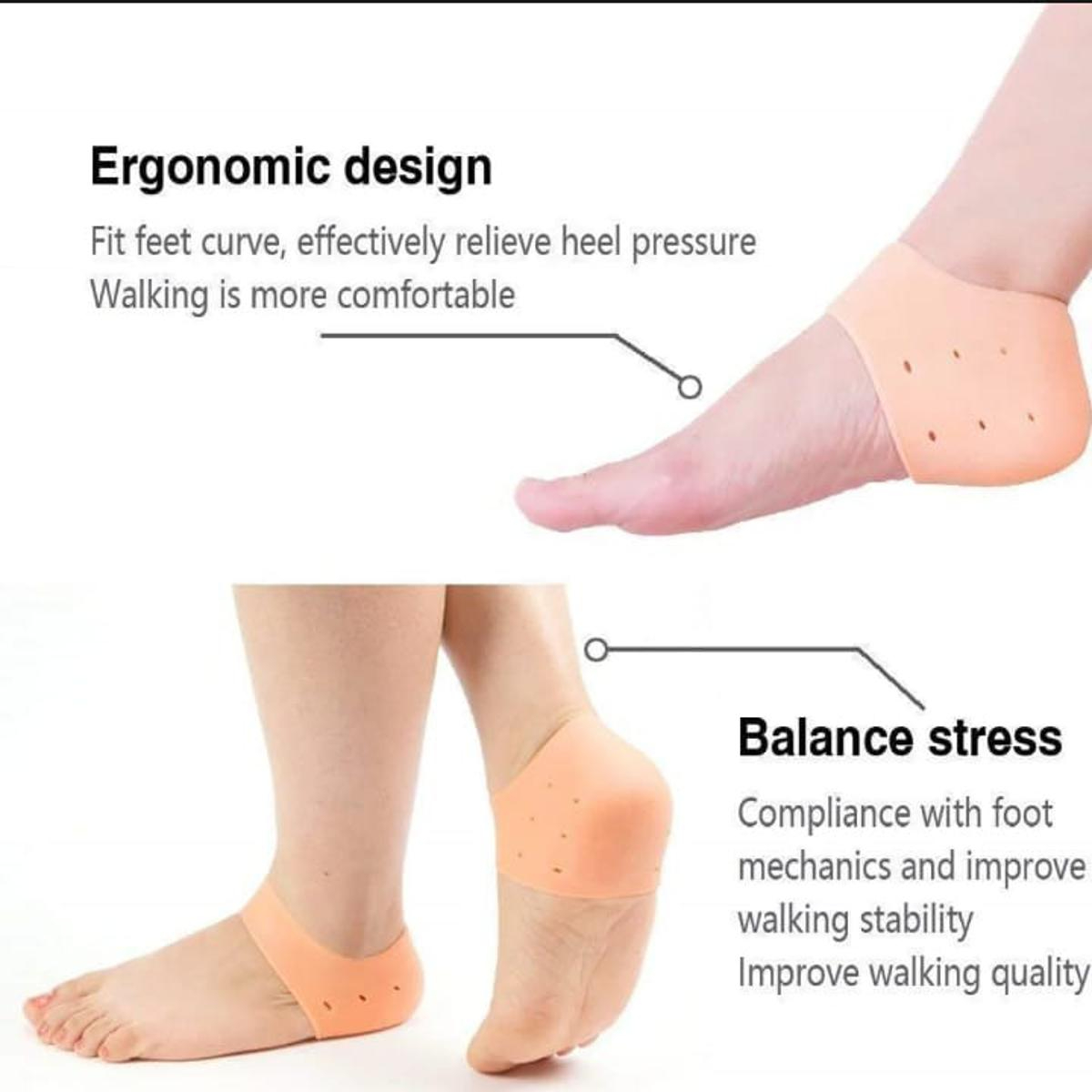 (02 pair set) Silicone Pain Unisex Anti Heel Crack set Moisturizing Silicone Gel Heel Socks for Swelling, Pain Relief, Foot Care Ankle Support Pad