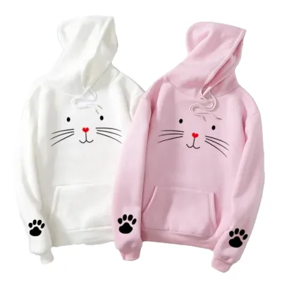 Cute Kitty Hoodie Cat Winter Hoodie for Girls Winter Wear Trendy