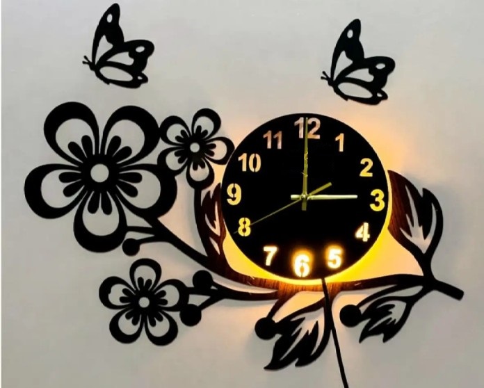 3D Wooden High quality wooden wall clock Flower shaped wall clock
