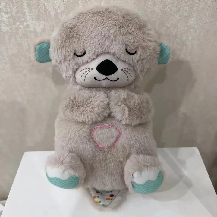 Breathing Otter  Teddy Bear toy in Pakistan-Sensory Baby Gifts Musical Stuffed Plush Toy with Light Sound